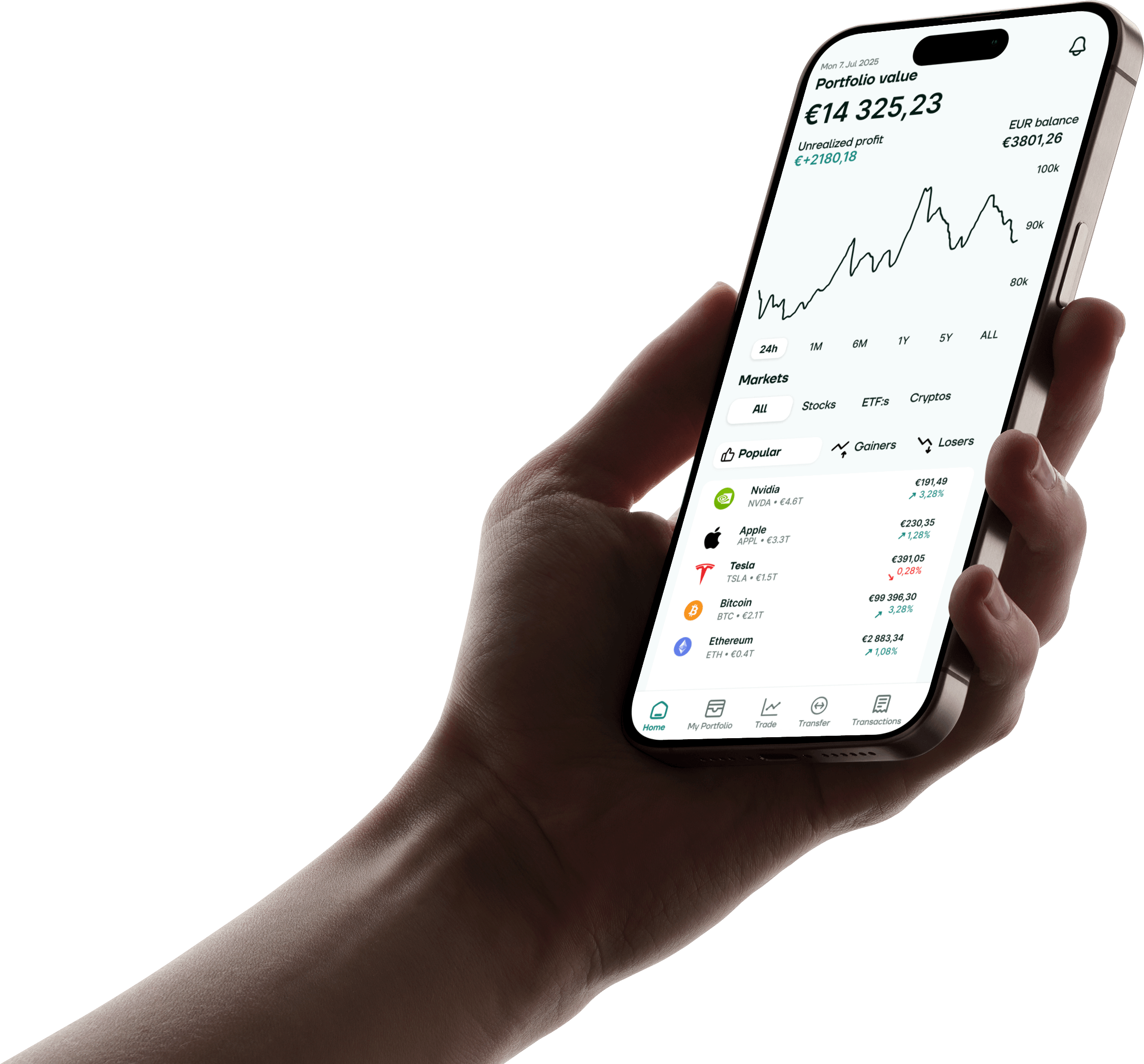 Kvarn X app showing investment portfolio